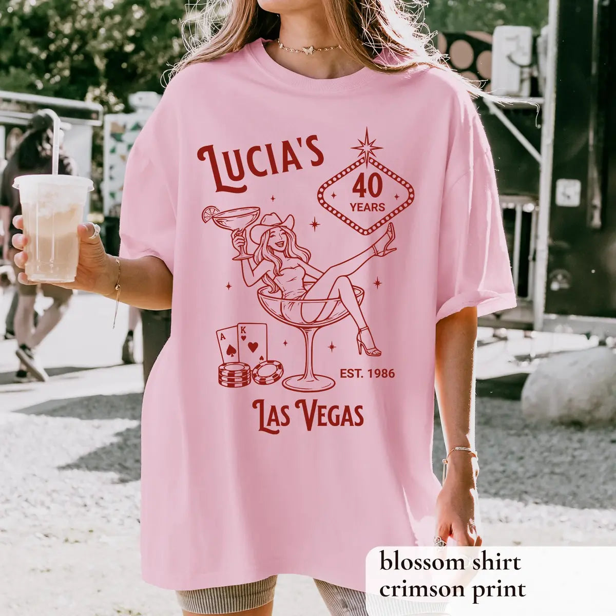 Vegas Girls Trip graphic Comfort Colors T-shirt in Blossom, additional product photograph.