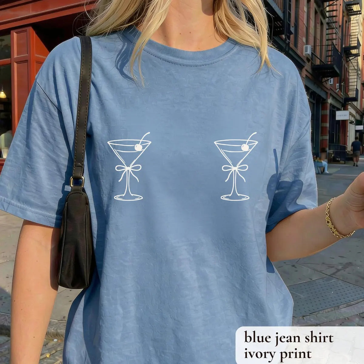 Vegas Girls Trip graphic Comfort Colors T-shirt in Blue Jean, additional product photograph.