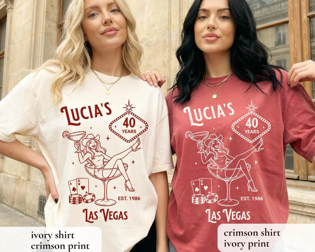 Vegas Girls Trip graphic Comfort Colors T-shirt in Ivory, additional product photograph.