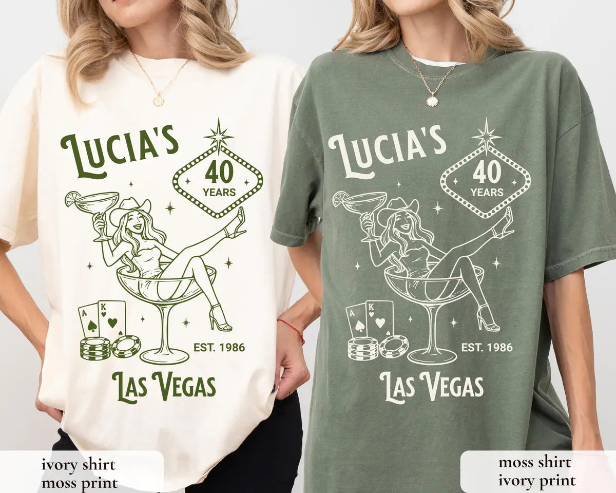 Vegas Girls Trip graphic Comfort Colors T-shirt in Ivory, additional product photograph.
