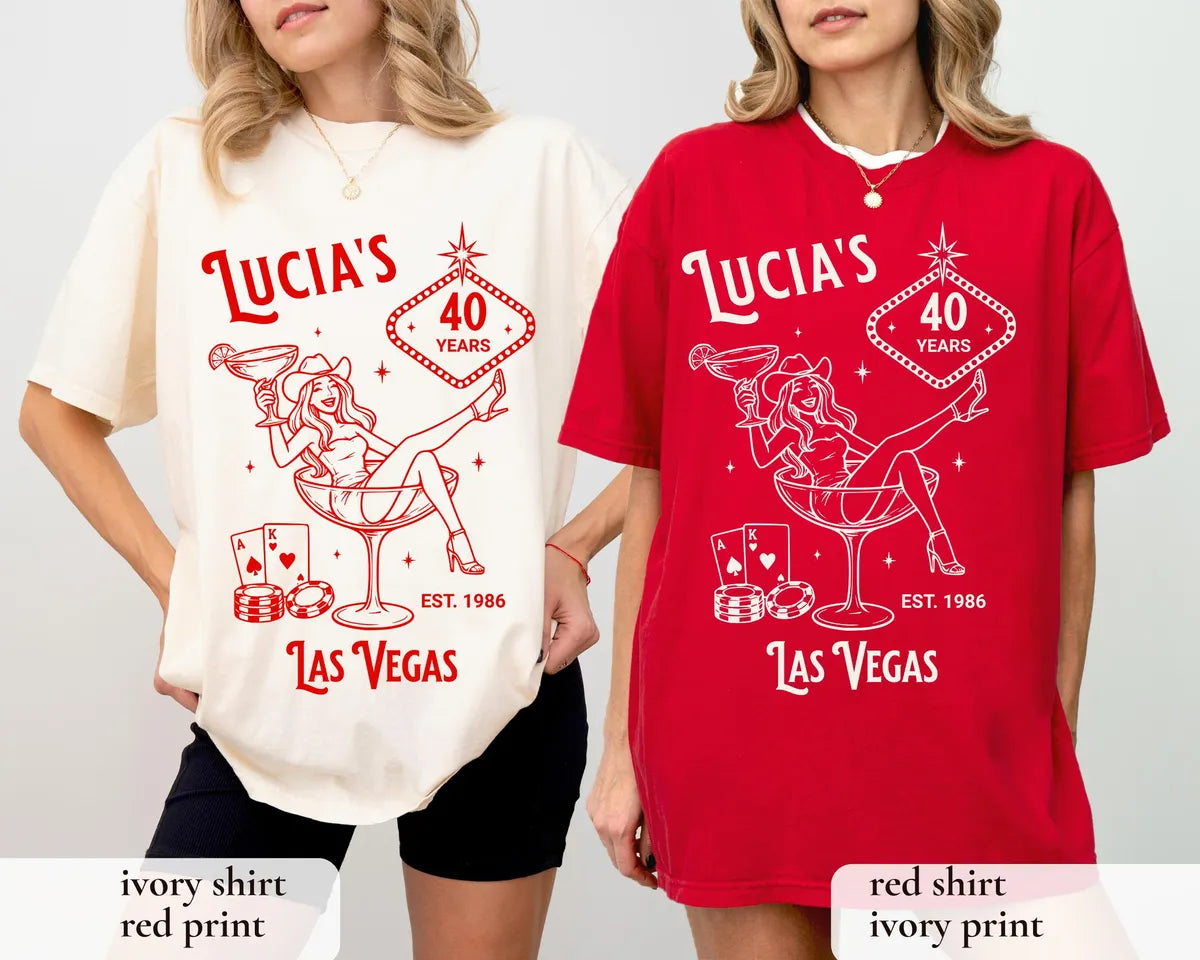 Vegas Girls Trip graphic Comfort Colors T-shirt in Ivory, additional product photograph.