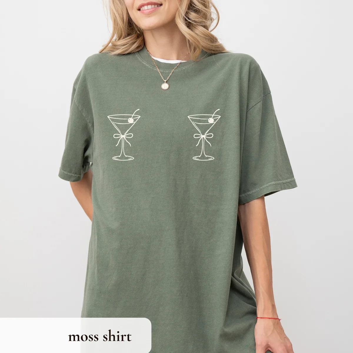 Vegas Girls Trip graphic Comfort Colors T-shirt in Moss, additional product photograph.