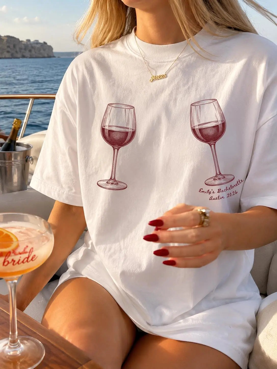 Vino Before Vows - Custom Name and Date - Wine Bachelorette Party Comfort Colors T-Shirt - Comfort Colors T-Shirt Mockup Image