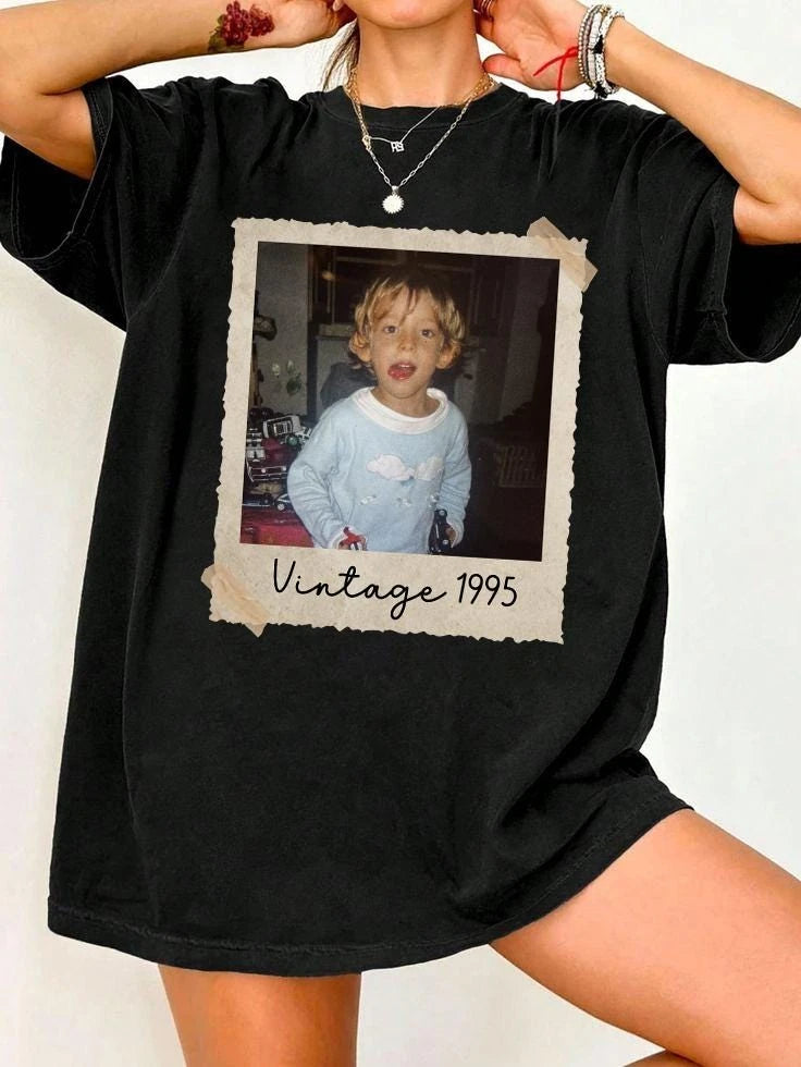 vintage-established-memory-custom-photo-year-birthday-party-comfort-colors-t-shirt custom photo Comfort Colors T-Shirt model mockup preview 01