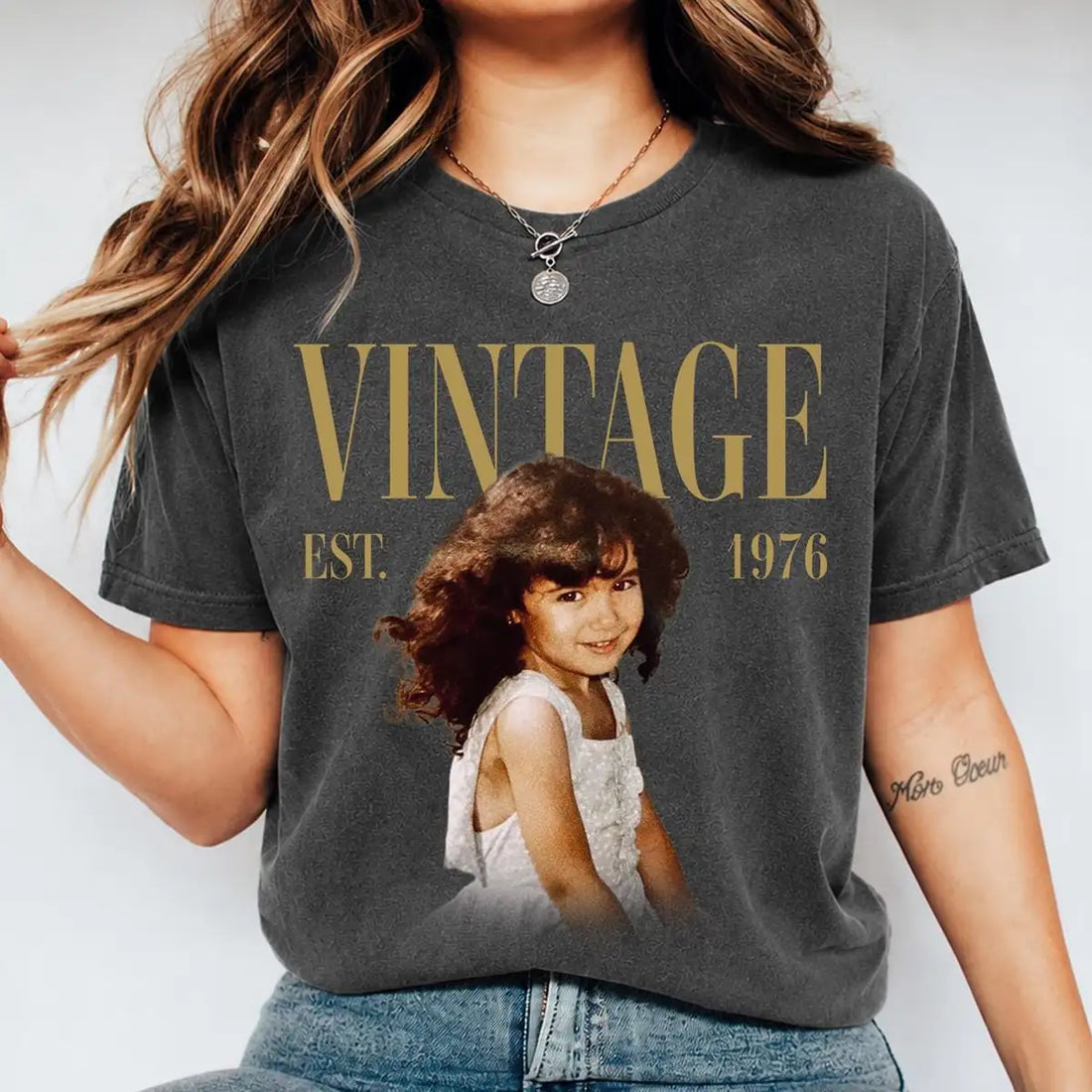 vintage-golden-era-custom-photo-year-birthday-party-comfort-colors-t-shirt custom photo Comfort Colors T-Shirt model mockup preview 05