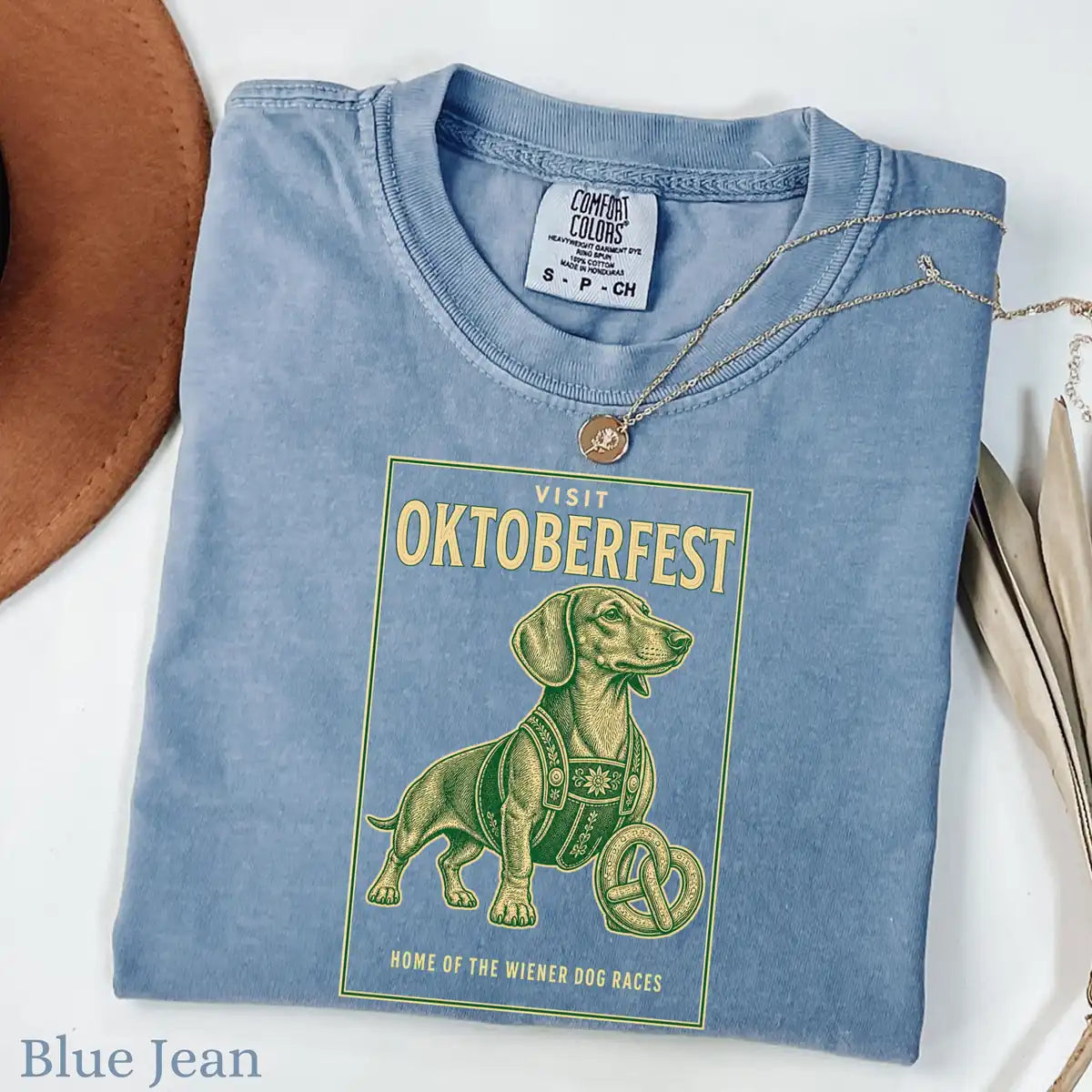 Pepper Comfort Colors T-shirt featuring Visit Oktoberfest Dachshund Halloween print