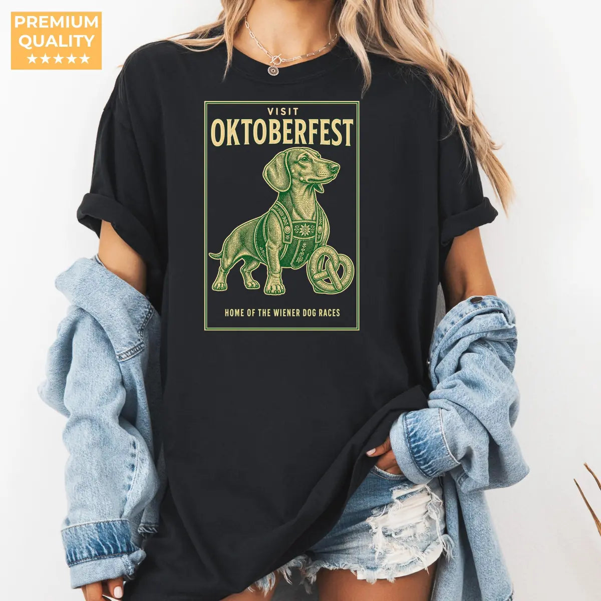 Crunchberry Comfort Colors T-shirt mockup showing Visit Oktoberfest Dachshund Halloween design
