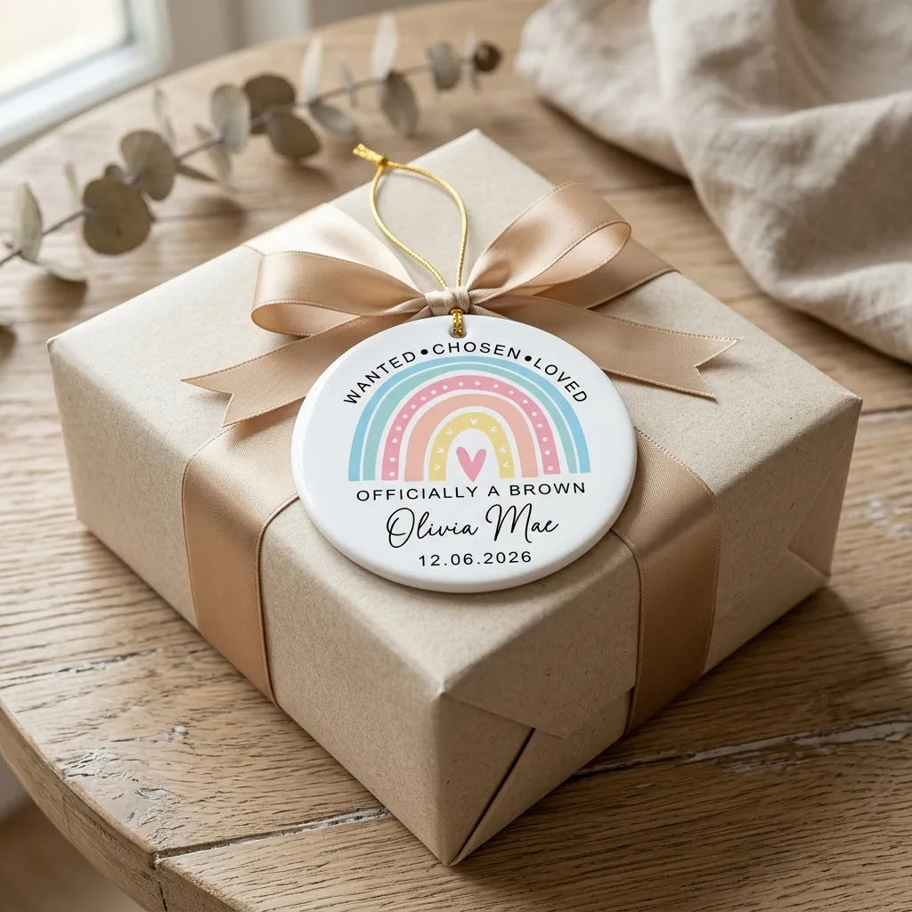 wanted chosen loved rainbow personalized ornament gift