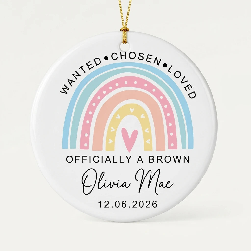 wanted chosen loved rainbow personalized ornament hero