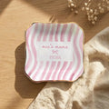 Wavy Stripe Custom Names Time Baby Announcement Ring Dish variant