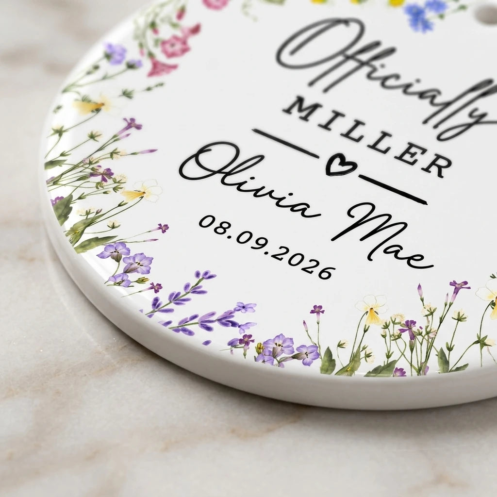 wedding annoucement personalized ornament detail