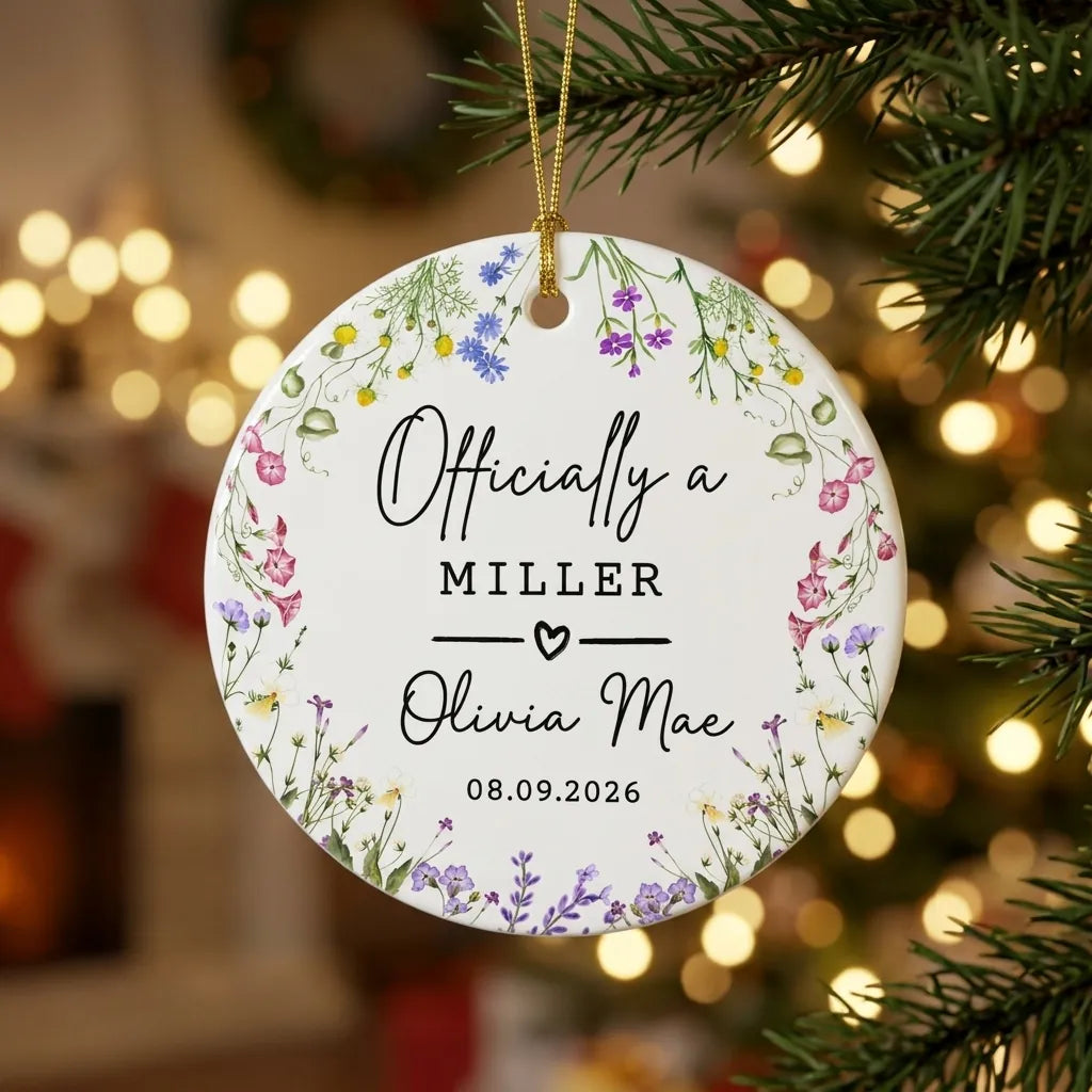 wedding annoucement personalized ornament tree