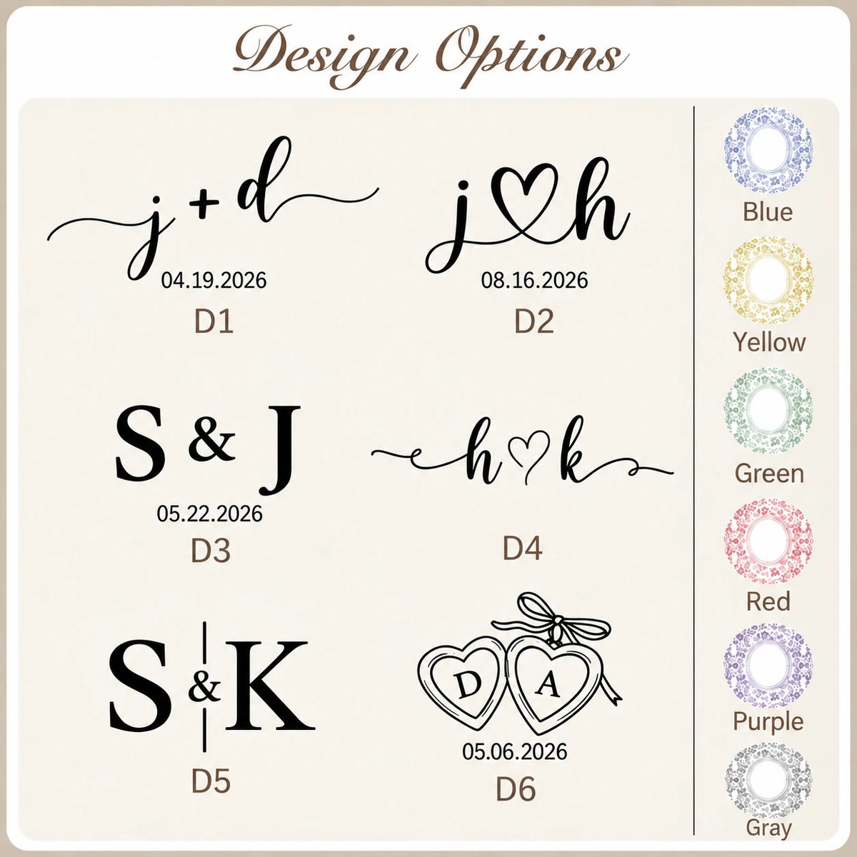 Personalized Wedding Ring Dish - Custom Initials, Date & Design - Floral Toile