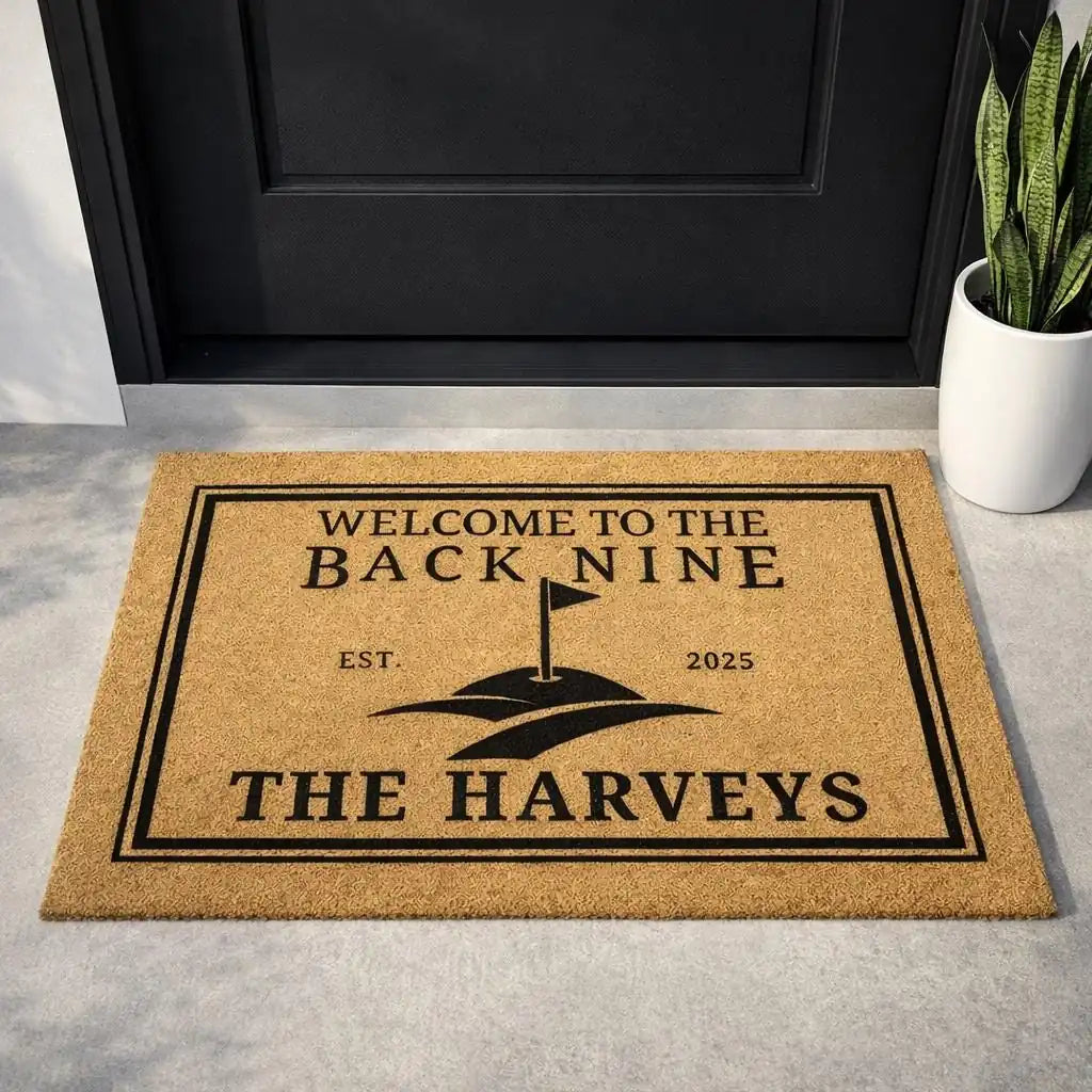 welcome to the back nine custom family name personalized doormat detail 03
