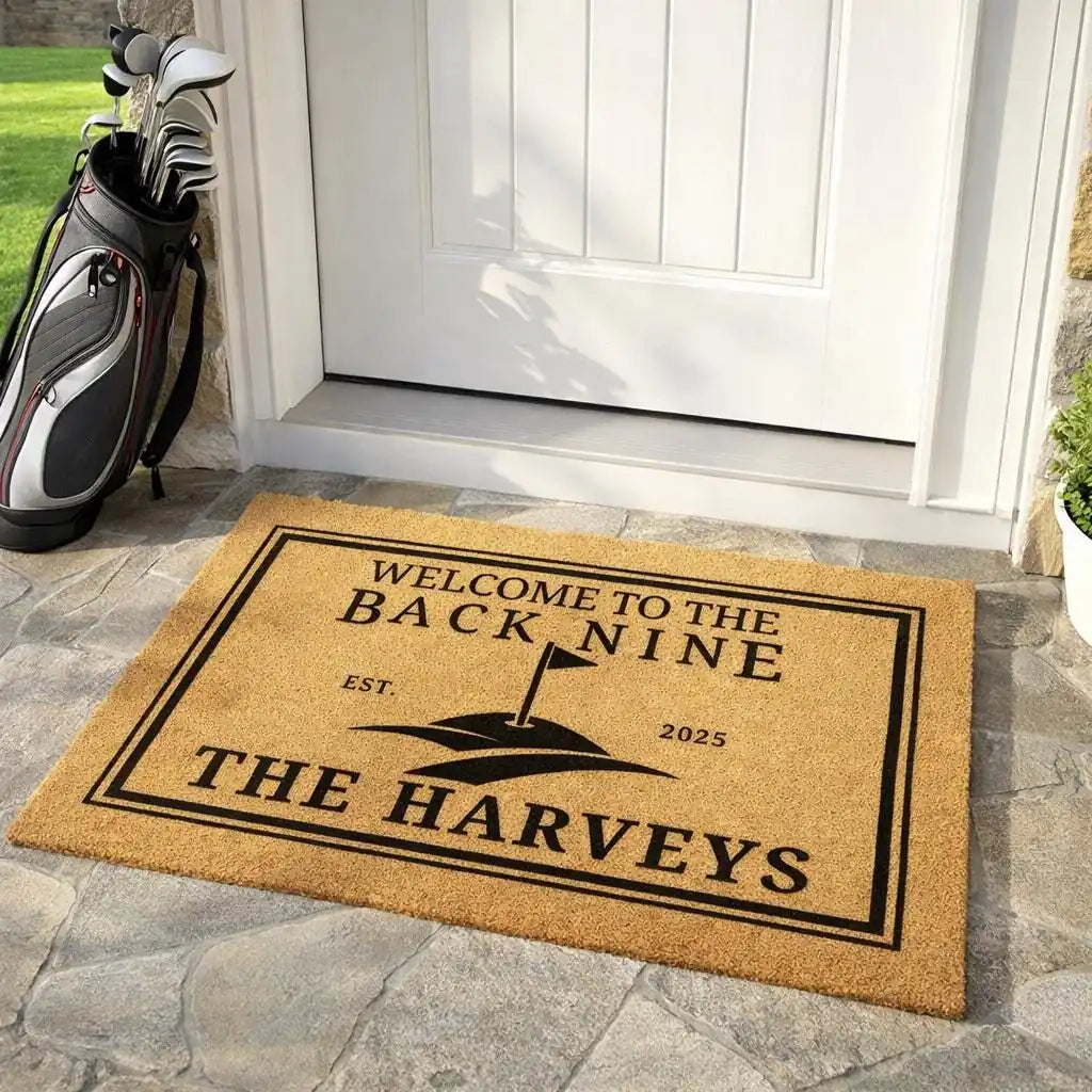 welcome to the back nine custom family name personalized doormat detail 08