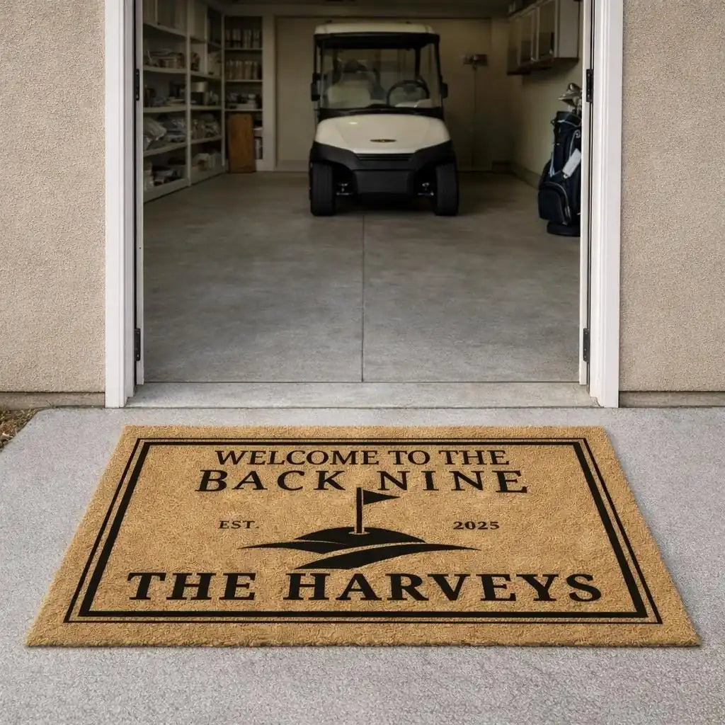 welcome to the back nine custom family name personalized doormat package 07