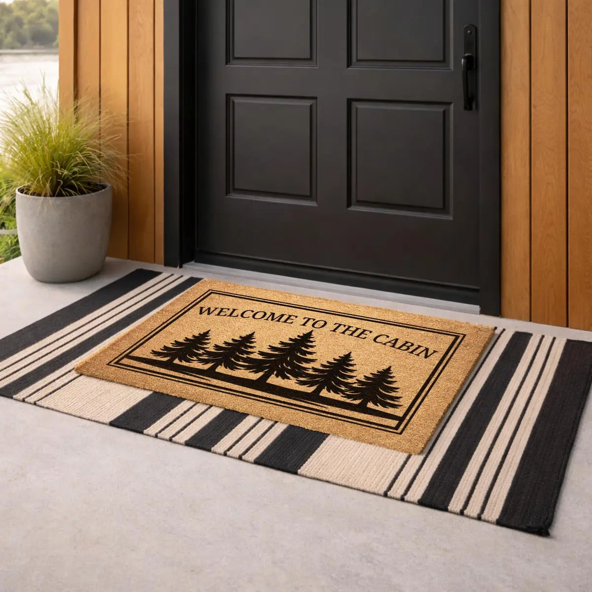 welcome to the cabin rustic pine tree lake house entry personalized doormat lifestyle 02