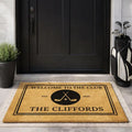 welcome to the club custom family name personalized doormat flat lay 04