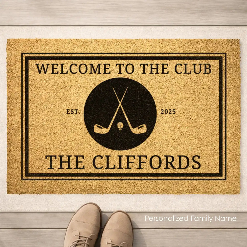 welcome to the club custom family name personalized doormat hero 01