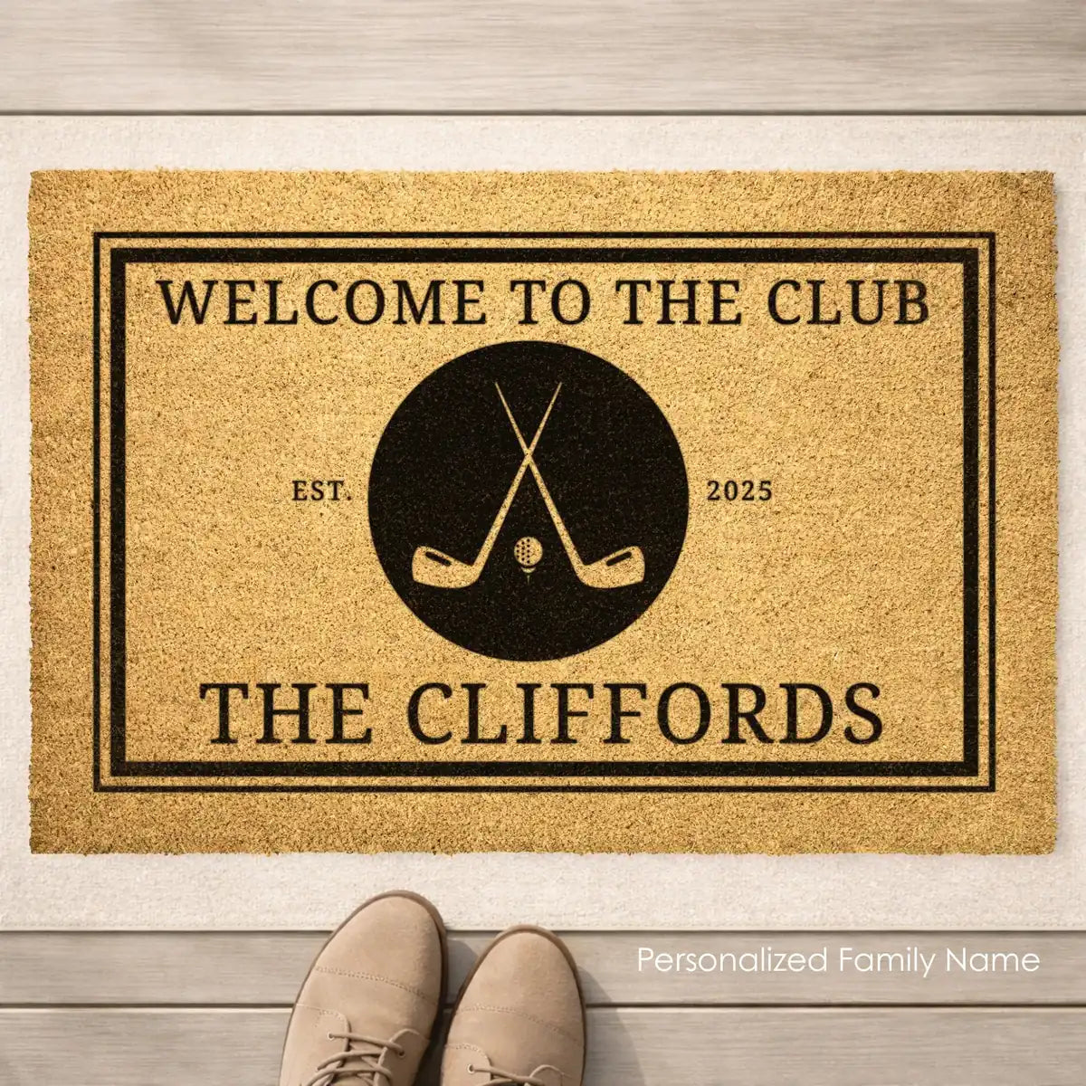 welcome to the club custom family name personalized doormat hero 01