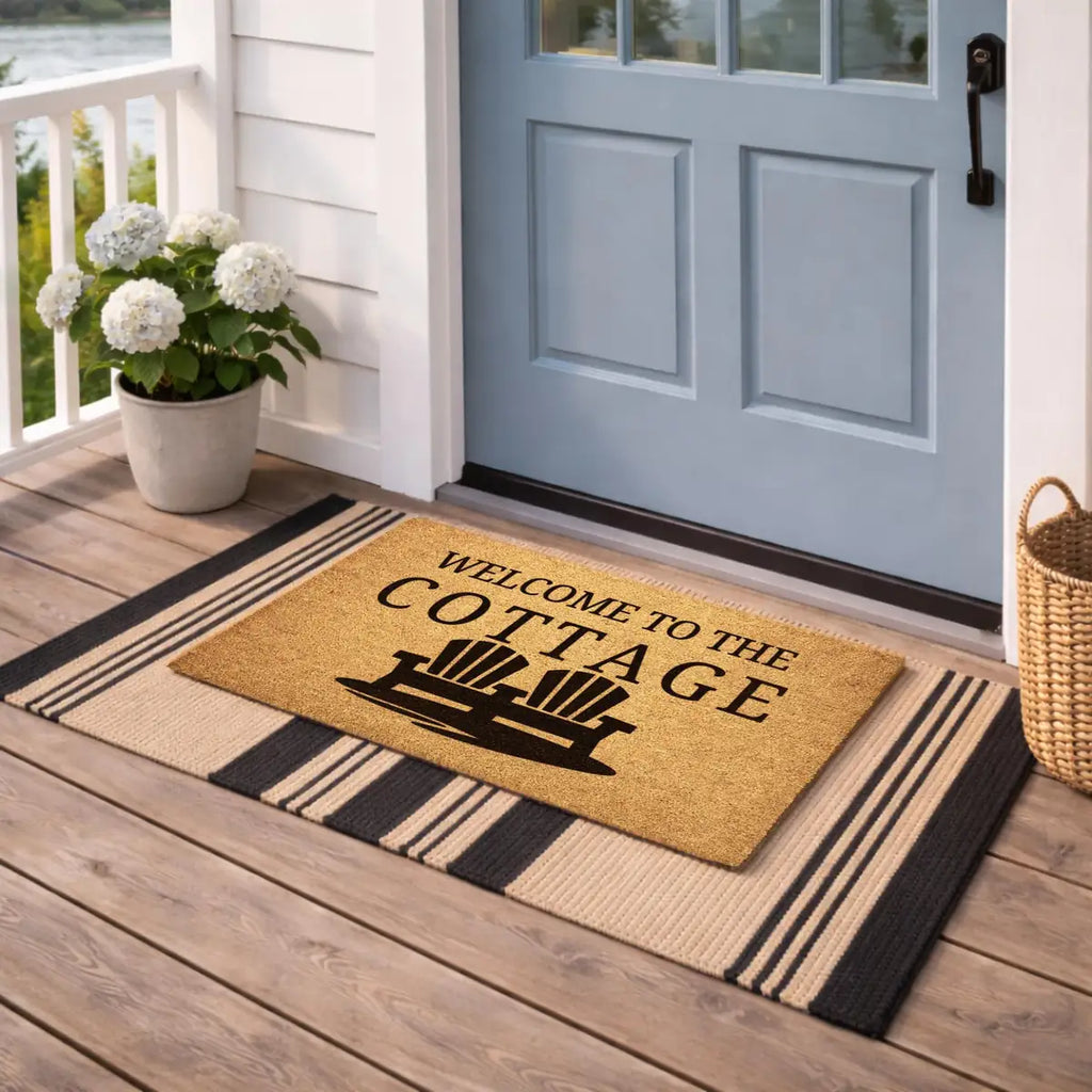welcome to the cottage adirondack chair lake house entry personalized doormat detail 03