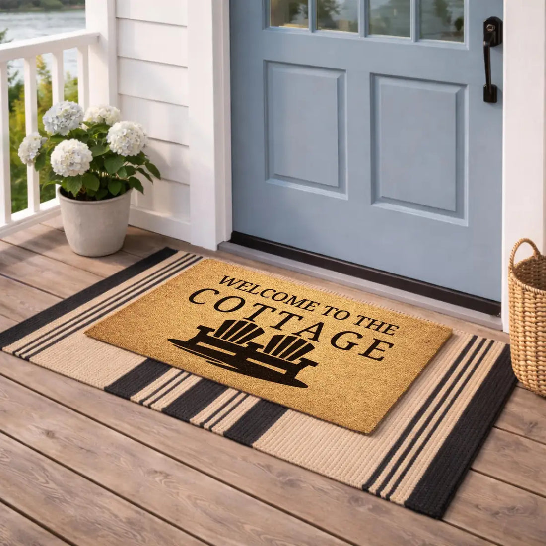 welcome to the cottage adirondack chair lake house entry personalized doormat detail 03