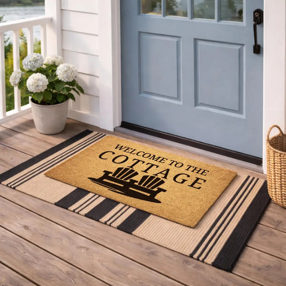 welcome to the cottage adirondack chair lake house entry personalized doormat detail 03