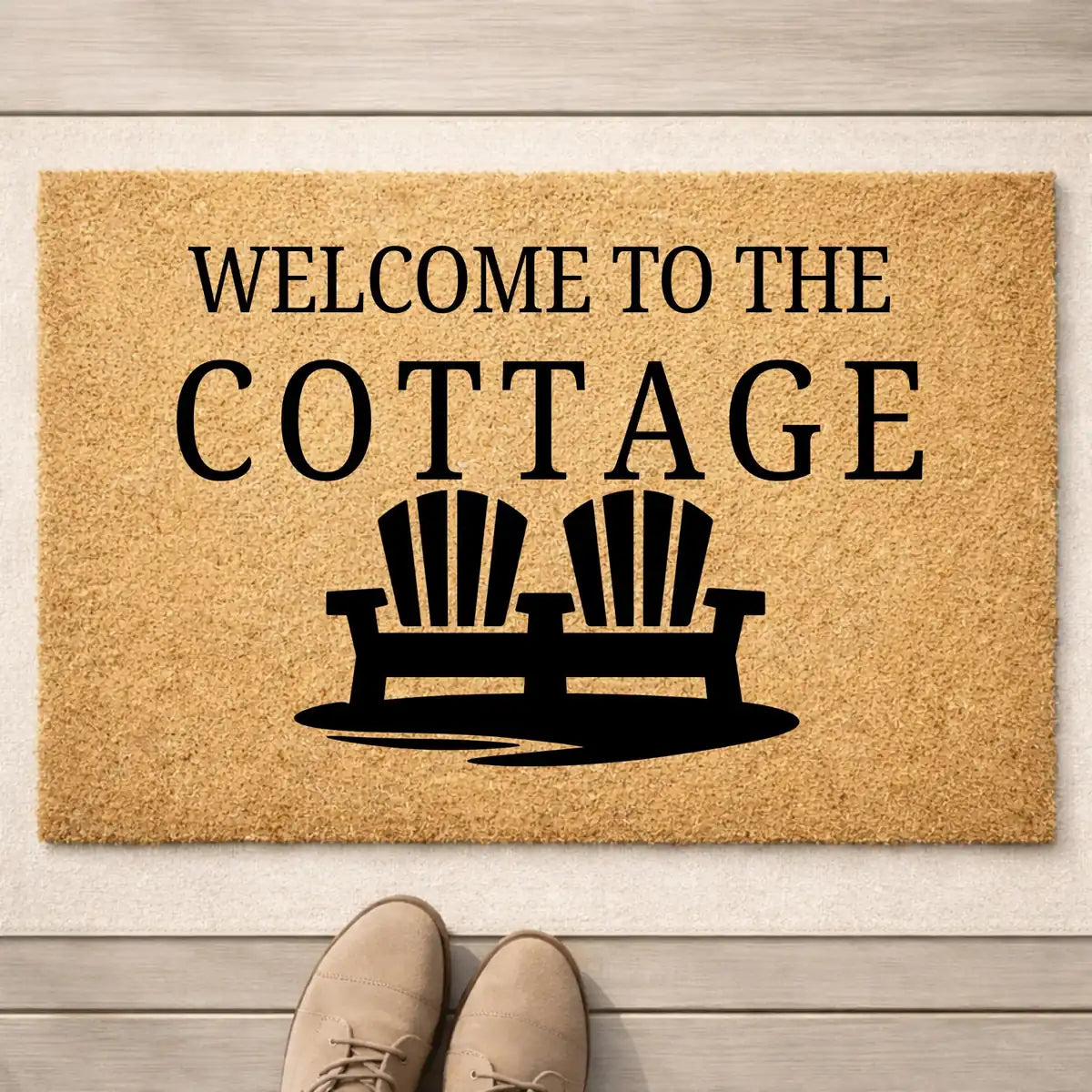 welcome to the cottage adirondack chair lake house entry personalized doormat hero 01