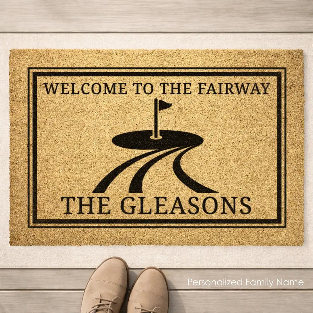 welcome to the fairway custom family name personalized doormat lifestyle 09
