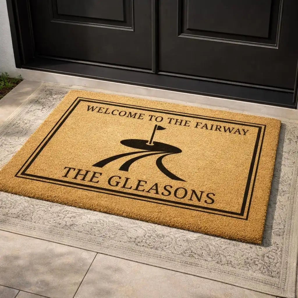welcome to the fairway custom family name personalized doormat package 07