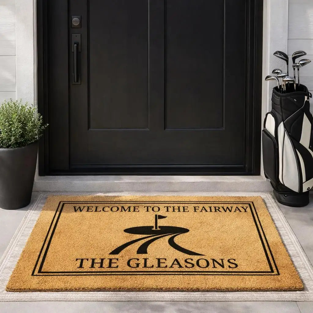 welcome to the fairway custom family name personalized doormat size chart 05