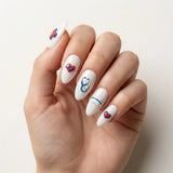 white blue 3d almond press on nails medical cross heart pulse stethoscope pill mockup 01