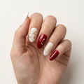 white red 3d christmas almond press on nails sweater ribbon bow snowflake mockup 01