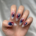 white red blue aura 4th of july almond press on nails 3d silver wave mockup 01