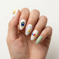 white yellow 3d almond press on nails apple pencil school mockup 01