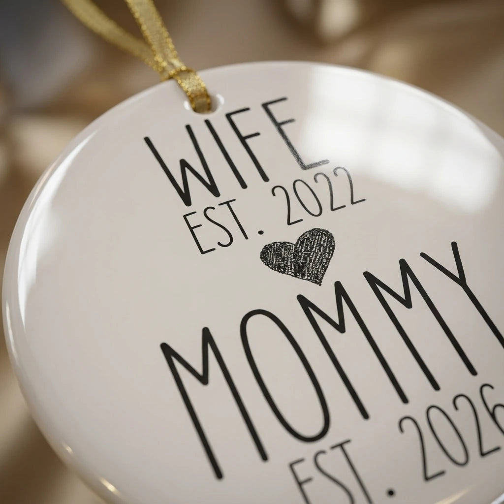 wife mommy new mom announcement personalized ornament detail