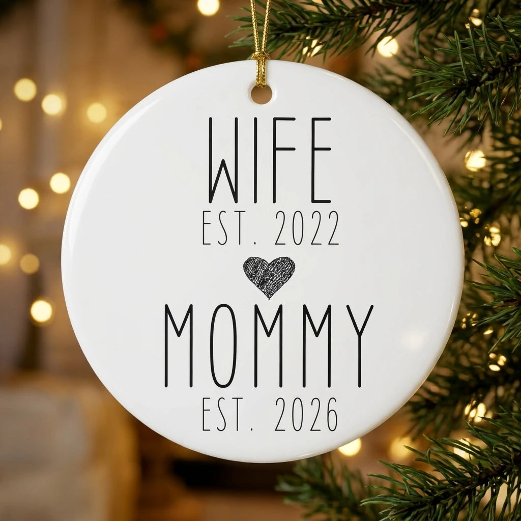 wife mommy new mom announcement personalized ornament tree