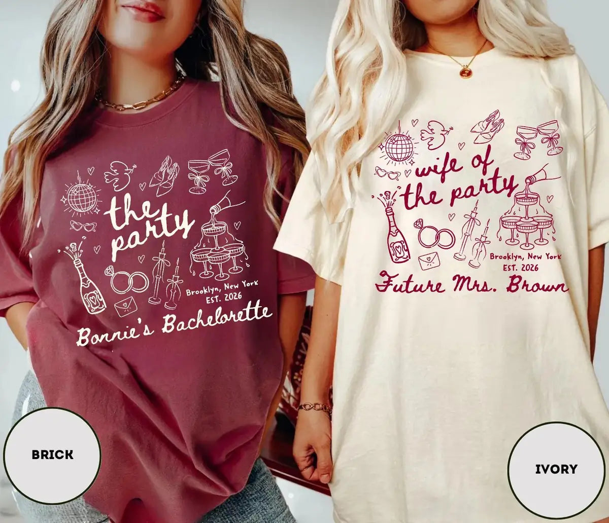 Wife Of The Party - Custom Name - Future Mrs Bachelorette Comfort Colors T-Shirt - Comfort Colors T-Shirt Mockup Image