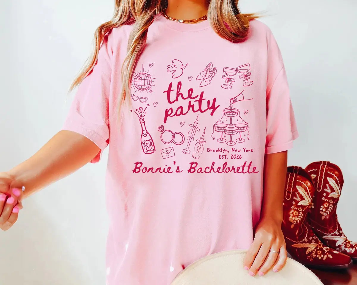 Wife Of The Party - Custom Name - Future Mrs Bachelorette Comfort Colors T-Shirt - Comfort Colors T-Shirt Mockup Image