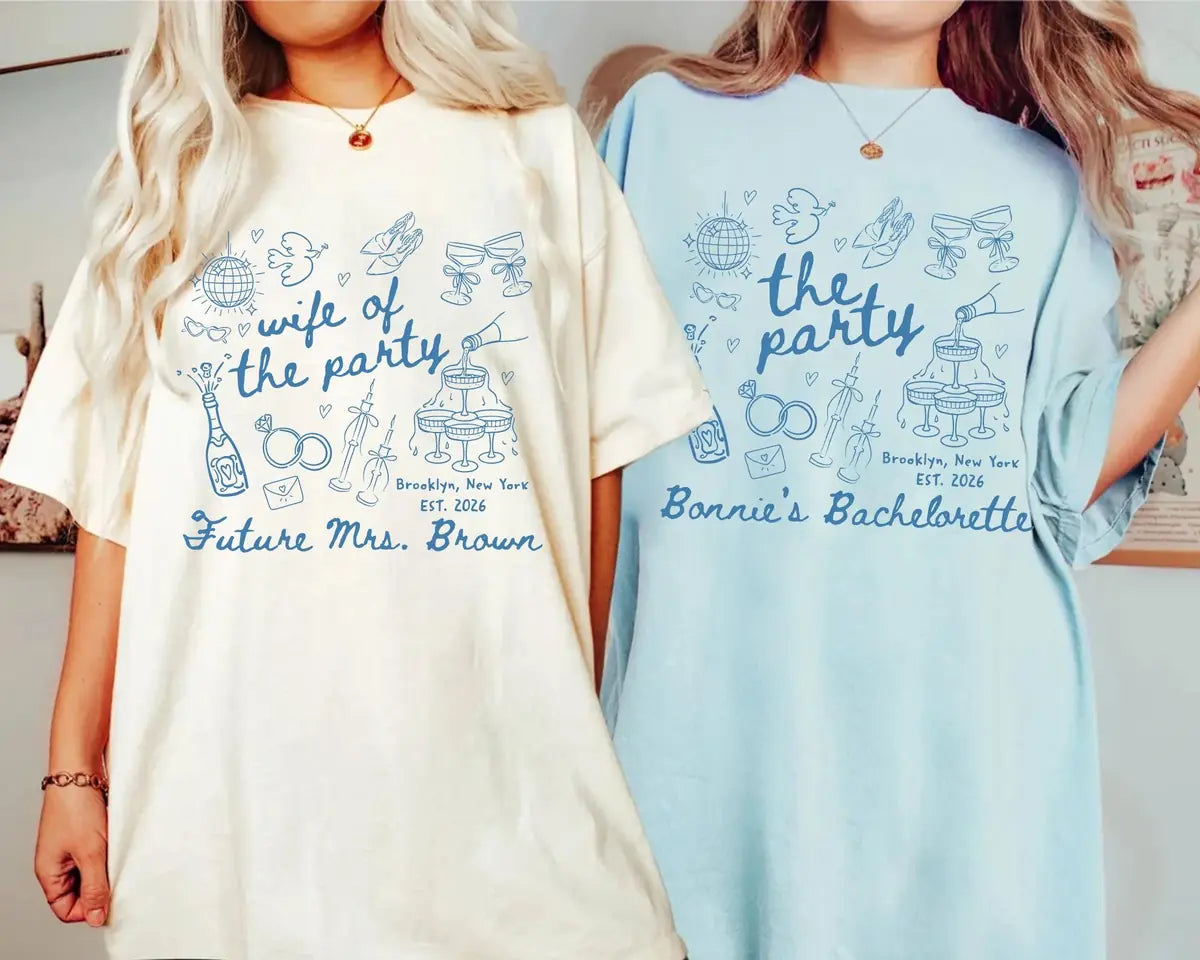 Wife Of The Party - Custom Name - Future Mrs Bachelorette Comfort Colors T-Shirt - Comfort Colors T-Shirt Mockup Image