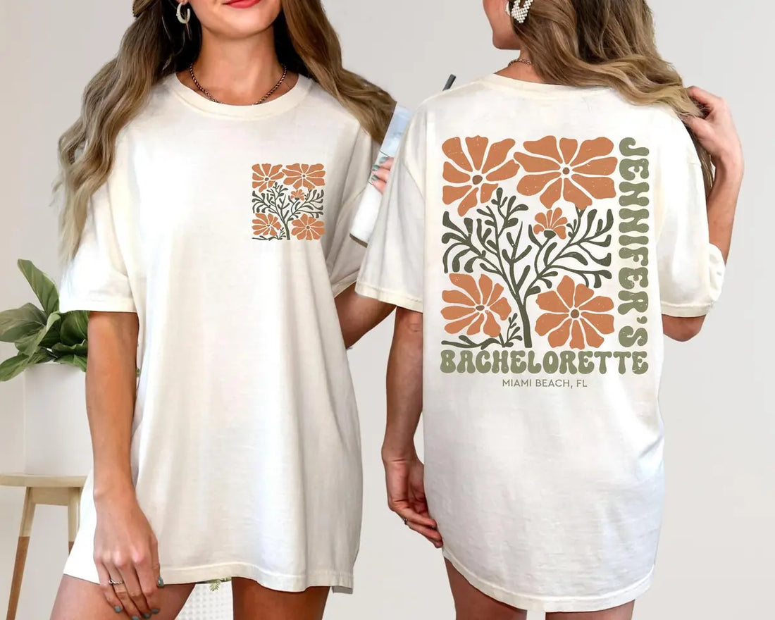 Wildflower Garden - Custom Name - Bridal Shower Comfort Colors T-Shirt - Comfort Colors T-Shirt Mockup Image