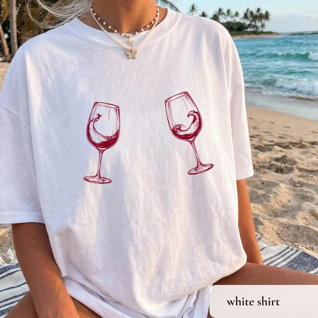 Wine Trip graphic Comfort Colors T-shirt, additional product photograph.
