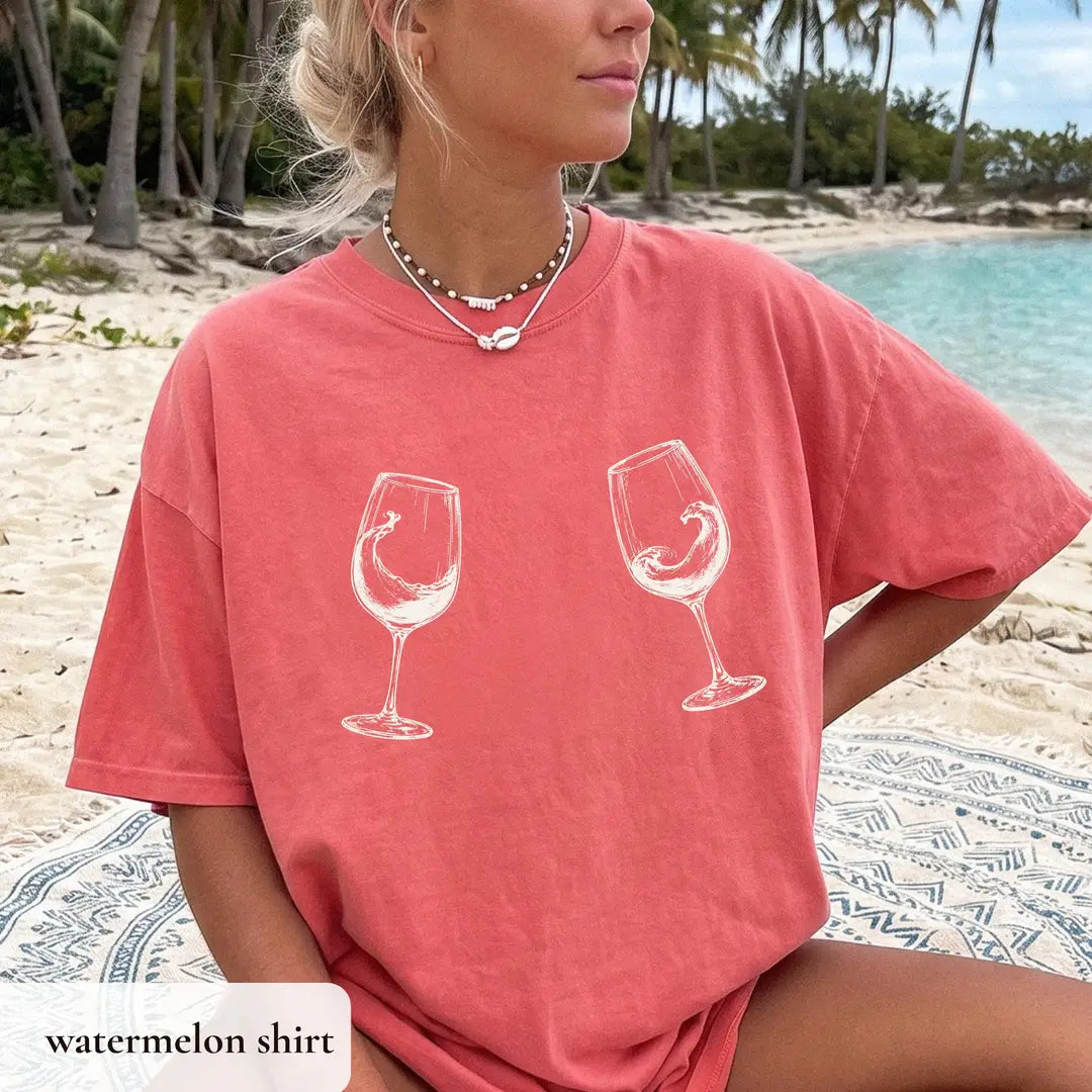 Wine Trip graphic Comfort Colors T-shirt, additional product photograph.