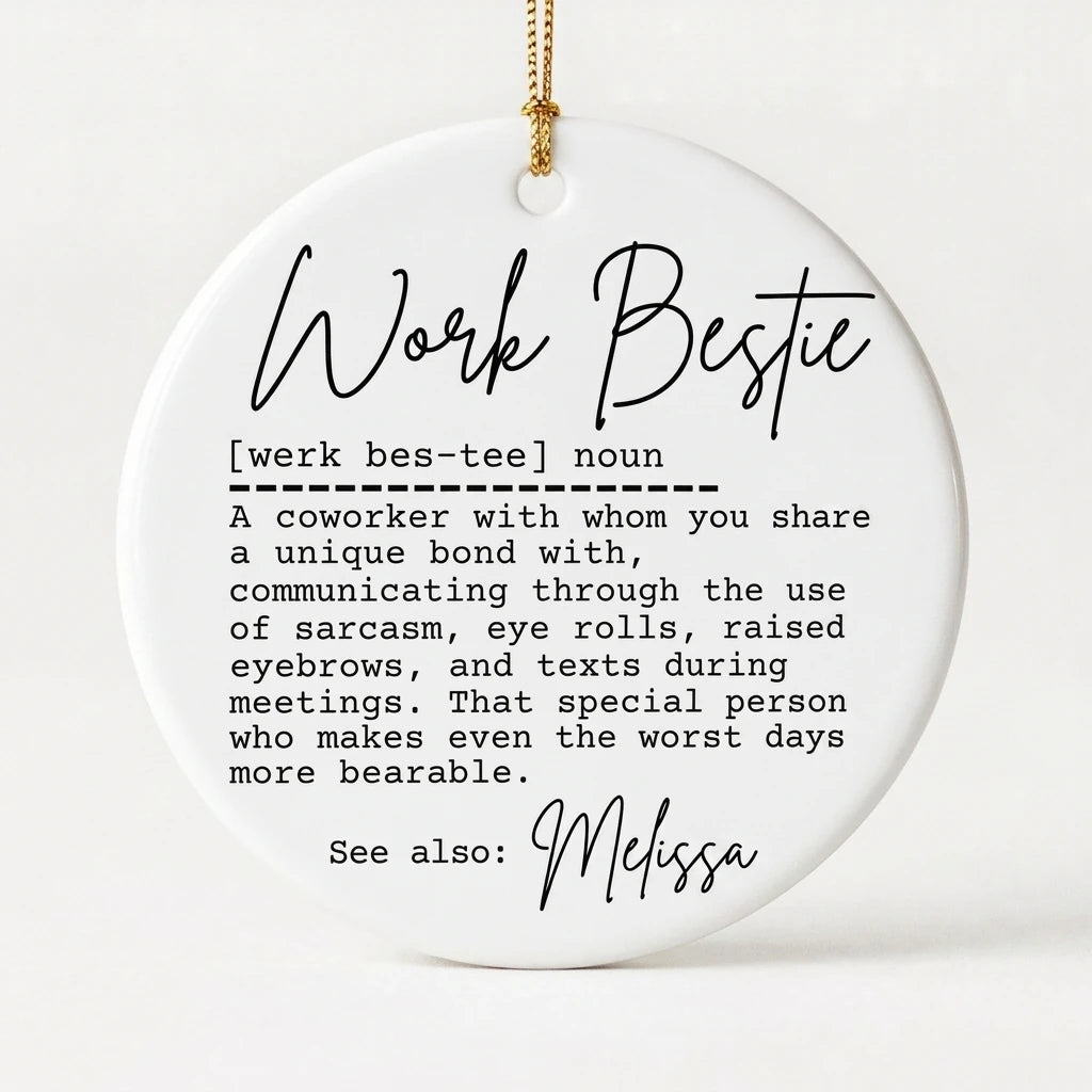 work bestie personalized ornament hero