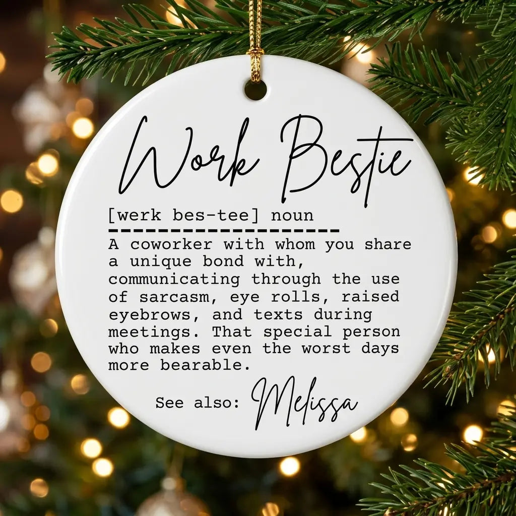 work bestie personalized ornament tree